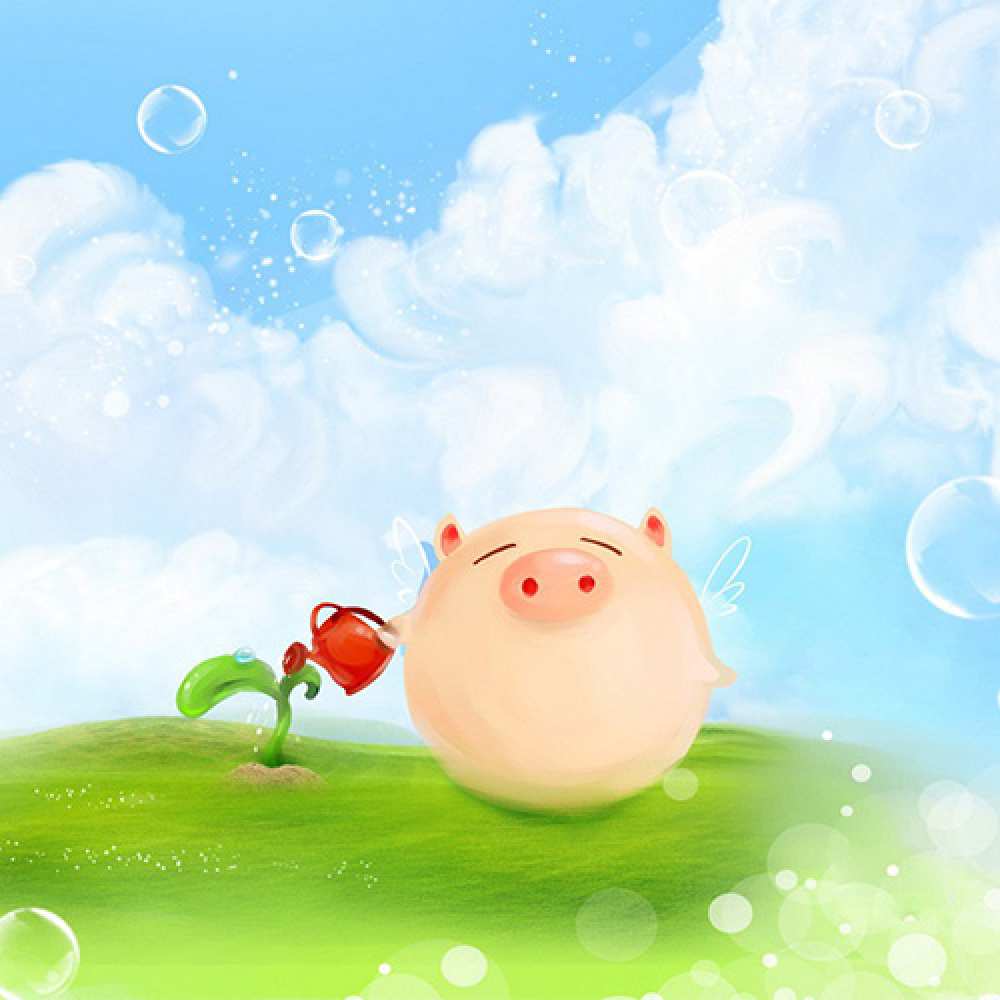 Открытка на каждый день с именем, Кирилл Думаю о тебе позитивная свинюшка Прикольная открытка с пожеланием онлайн скачать бесплатно 