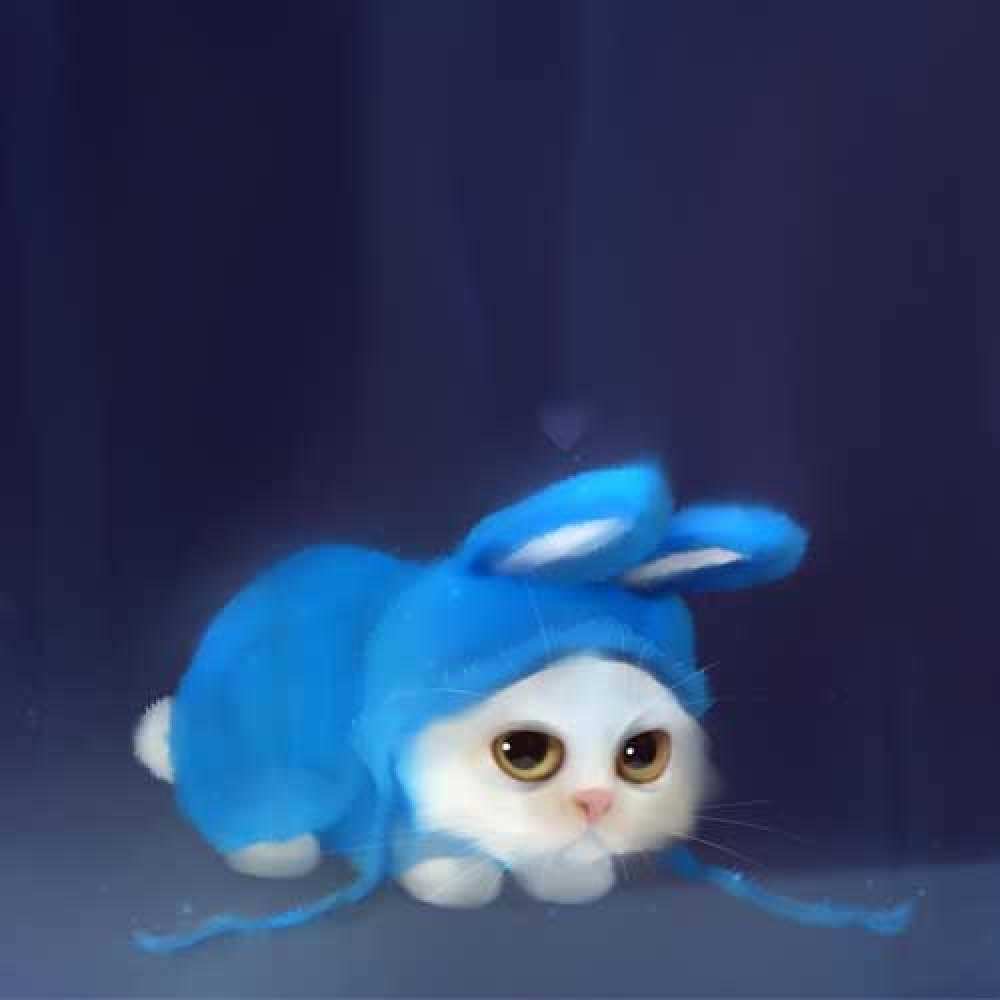 Открытка на каждый день с именем, Даниил Спокойной ночи кот в голубом костюме кролика с ушками Прикольная открытка с пожеланием онлайн скачать бесплатно 