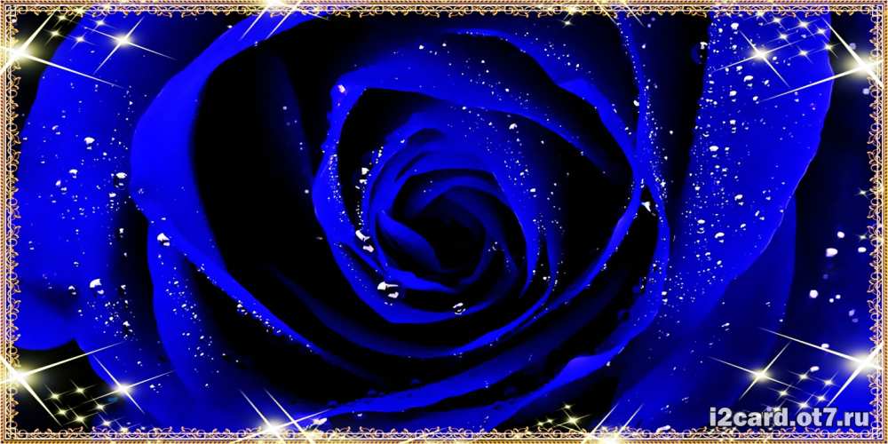 Открытка на каждый день с именем, неземная С днем рождения голубые цветы в росе Прикольная открытка с пожеланием онлайн скачать бесплатно 