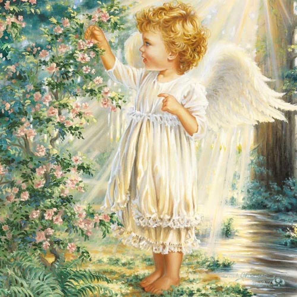 Открытка на каждый день с именем, Айжан С днем ангела собирает цветы Прикольная открытка с пожеланием онлайн скачать бесплатно 