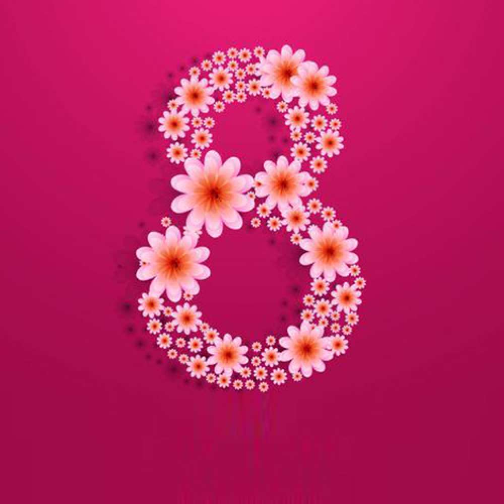 Открытка на каждый день с именем, аистенок C 8 МАРТА цветы в виде цифры восемь Прикольная открытка с пожеланием онлайн скачать бесплатно 