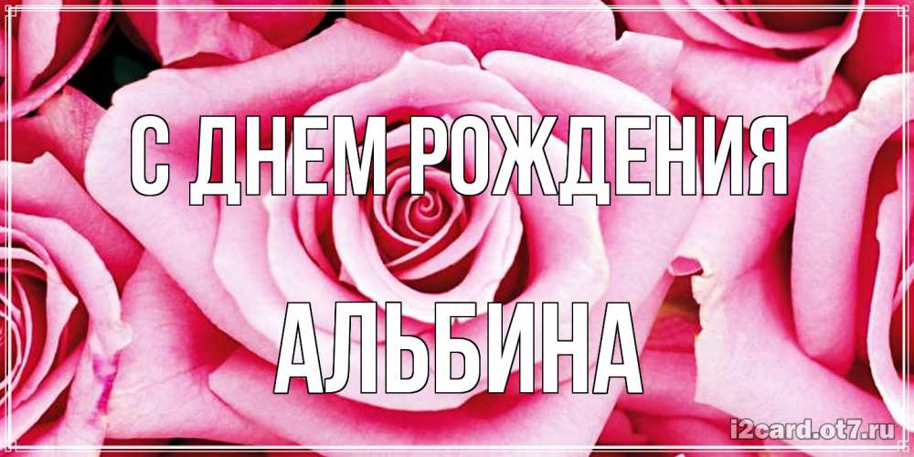 Открытка на каждый день с именем, Альбина С днем рождения открытка с розовой розой на день рождения Прикольная открытка с пожеланием онлайн скачать бесплатно 