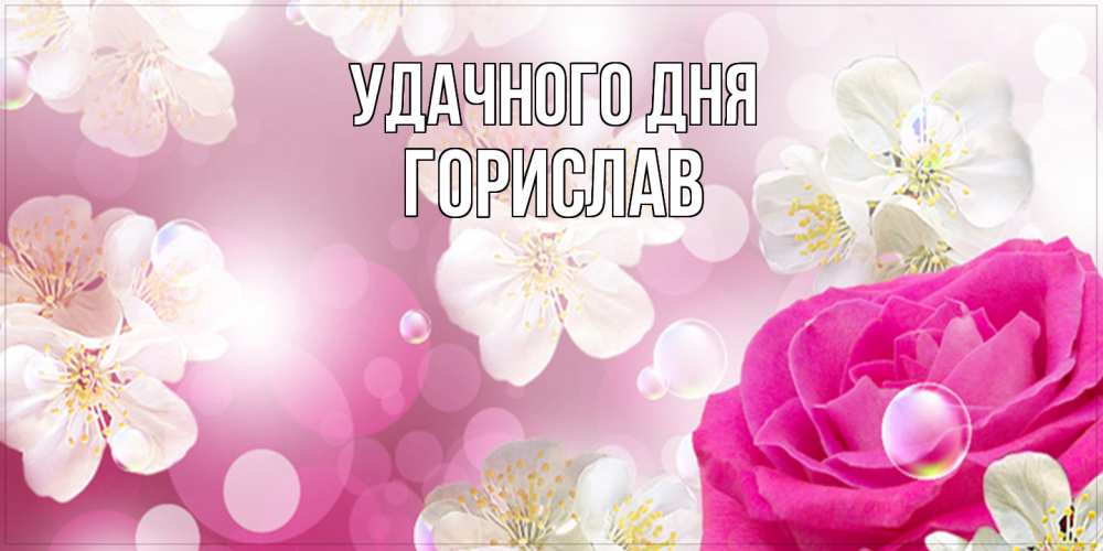 Открытка на каждый день с именем, Горислав Удачного дня красивые цветы Прикольная открытка с пожеланием онлайн скачать бесплатно 