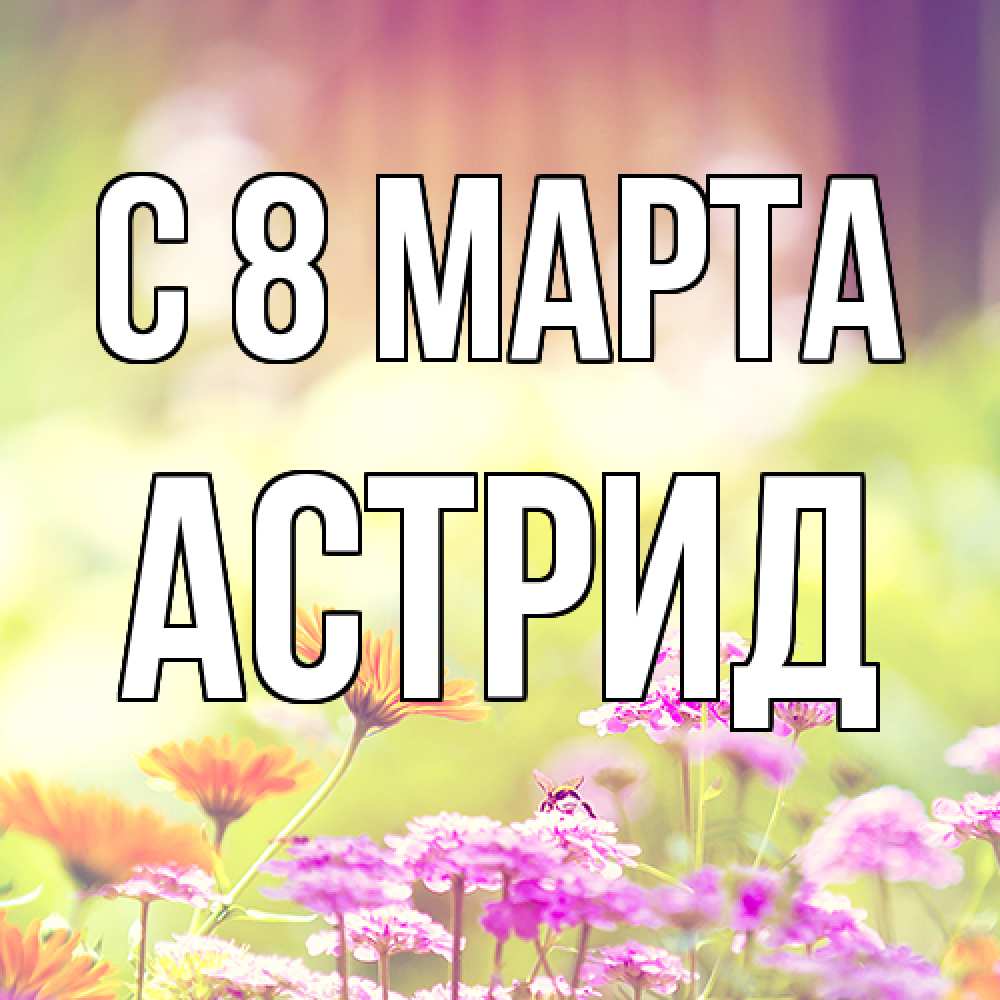 Открытка на каждый день с именем, Астрид C 8 МАРТА цветы весна Прикольная открытка с пожеланием онлайн скачать бесплатно 