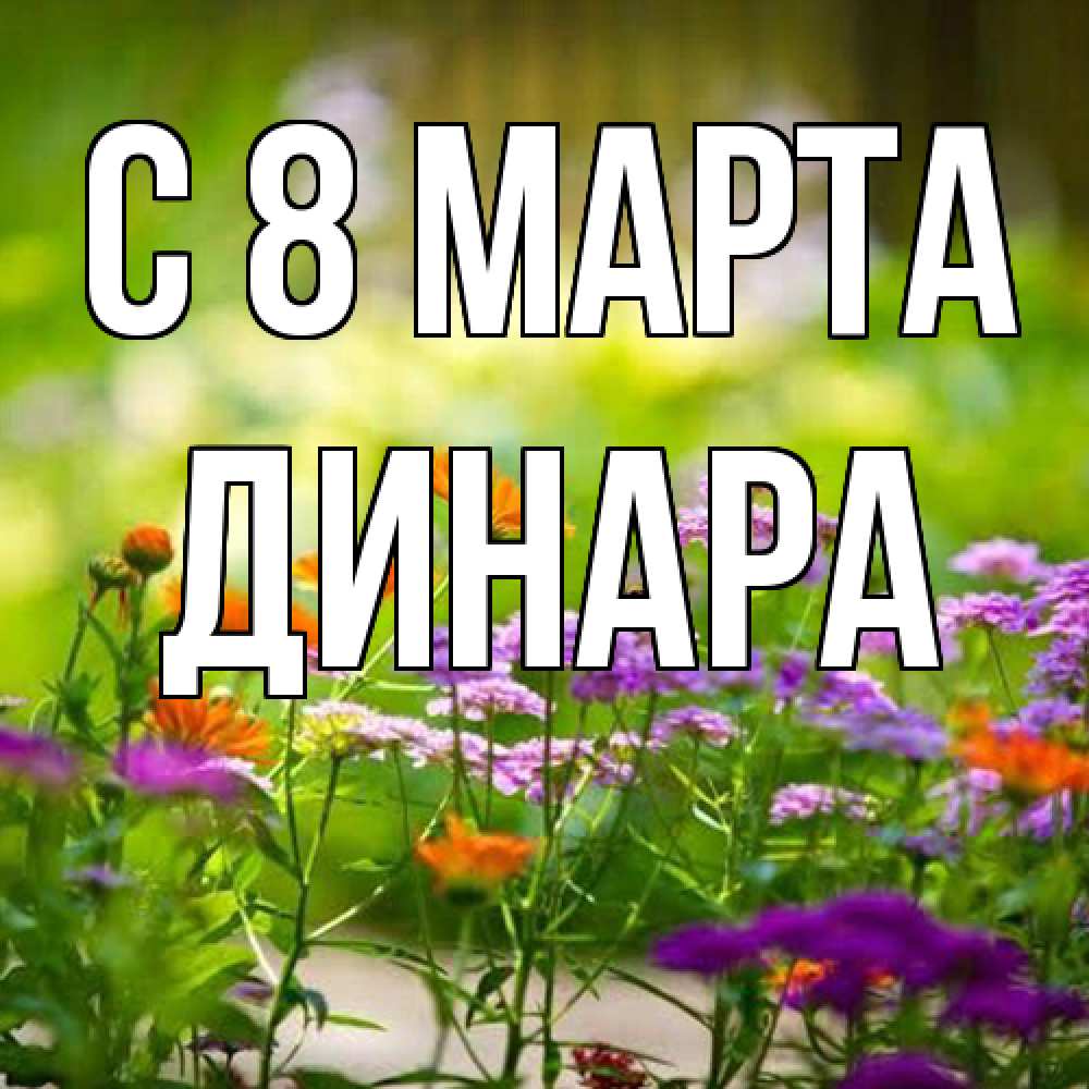 Открытка на каждый день с именем, Динара C 8 МАРТА цветы Прикольная открытка с пожеланием онлайн скачать бесплатно 