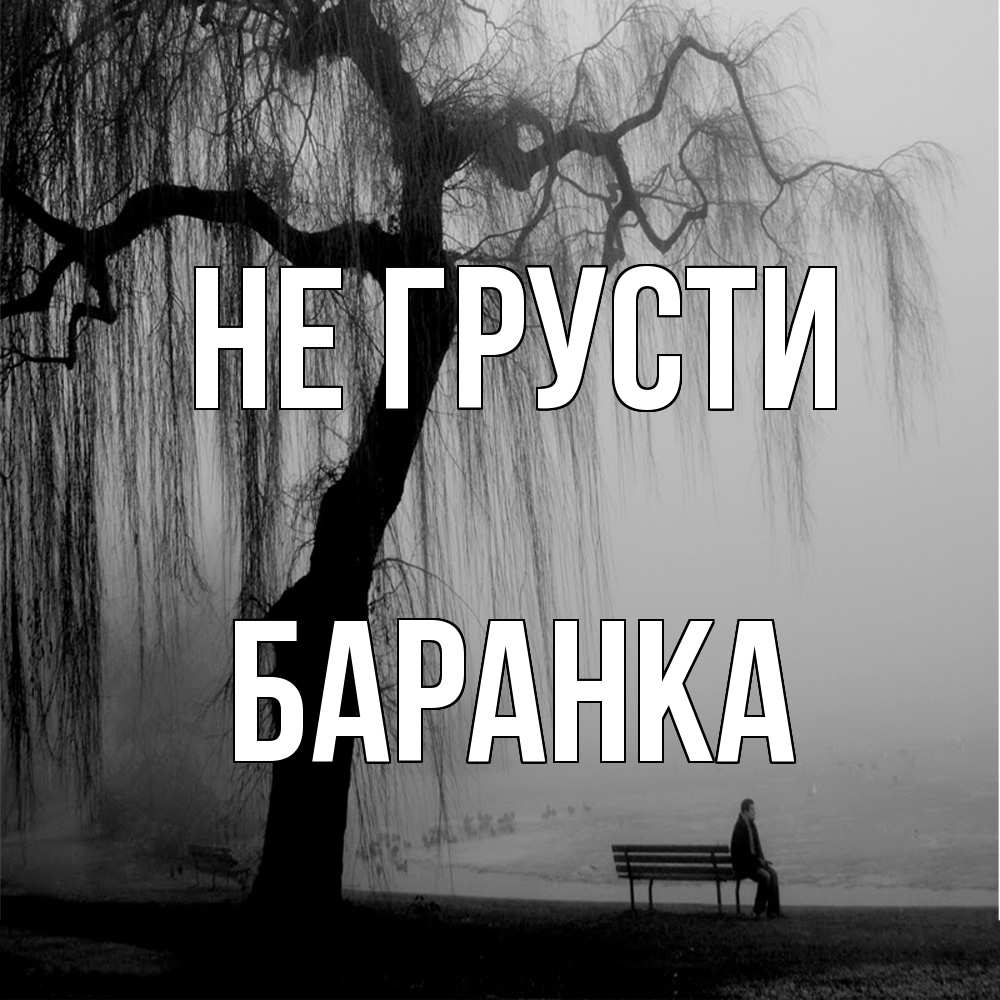 Открытка на каждый день с именем, Баранка Не грусти висящие ветки дерева и лавочка под деревом Прикольная открытка с пожеланием онлайн скачать бесплатно 