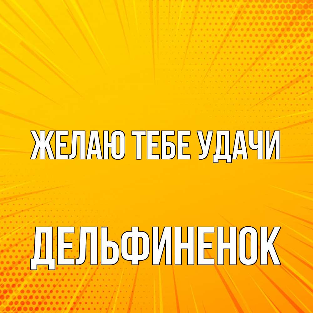 Открытка на каждый день с именем, дельфиненок Желаю тебе удачи фон Прикольная открытка с пожеланием онлайн скачать бесплатно 