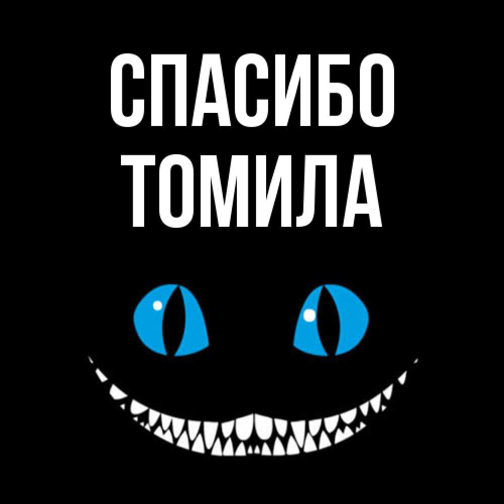 Открытка на каждый день с именем, Томила Спасибо благодарю от чеширика Прикольная открытка с пожеланием онлайн скачать бесплатно 