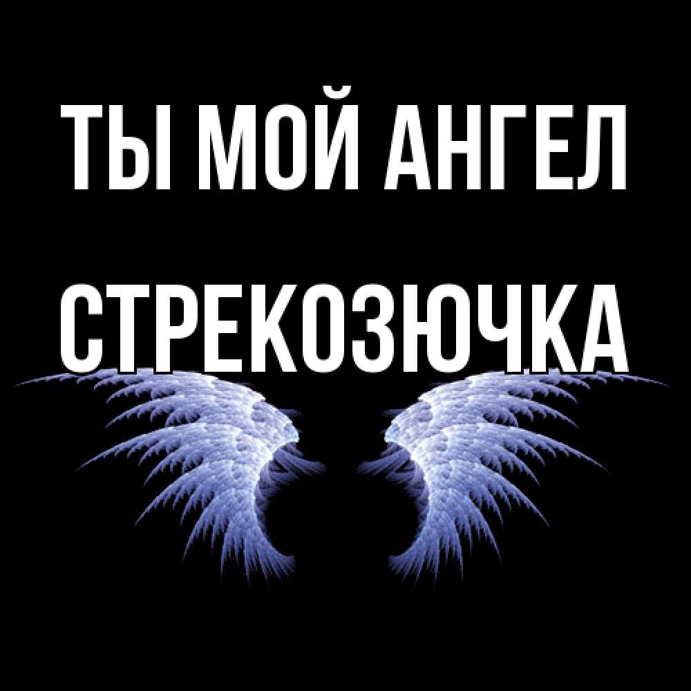 Открытка на каждый день с именем, Стрекозючка Ты мой ангел ангельские крылья на черном фоне Прикольная открытка с пожеланием онлайн скачать бесплатно 