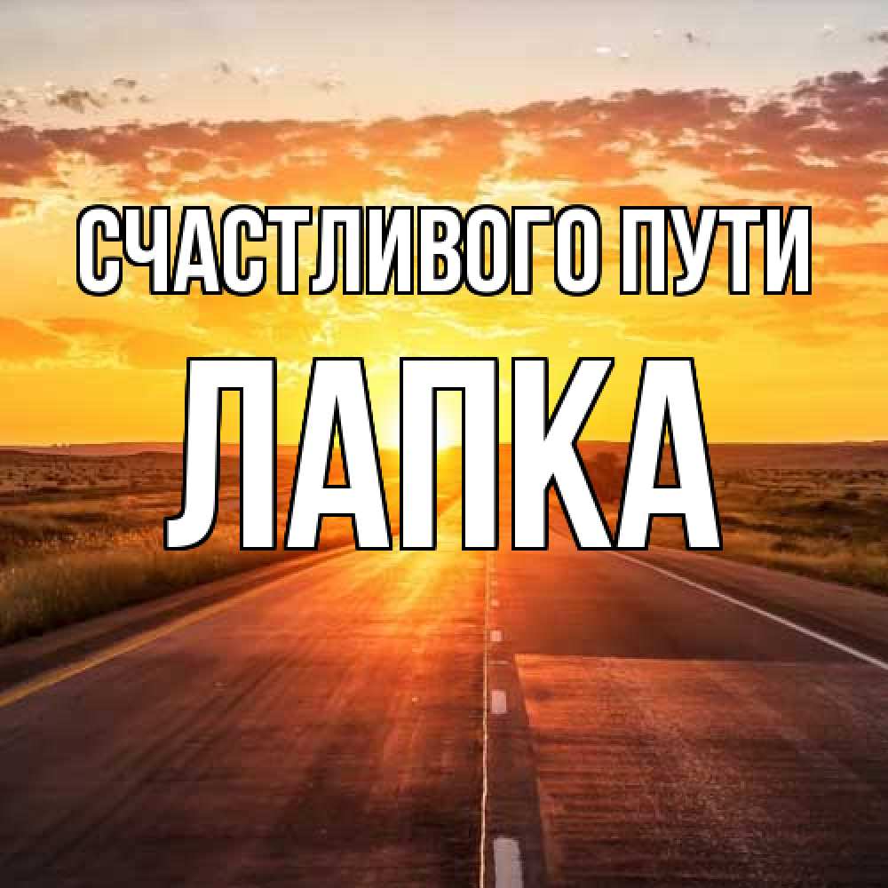 Открытка на каждый день с именем, лапка Счастливого пути солнечный свет, закат Прикольная открытка с пожеланием онлайн скачать бесплатно 