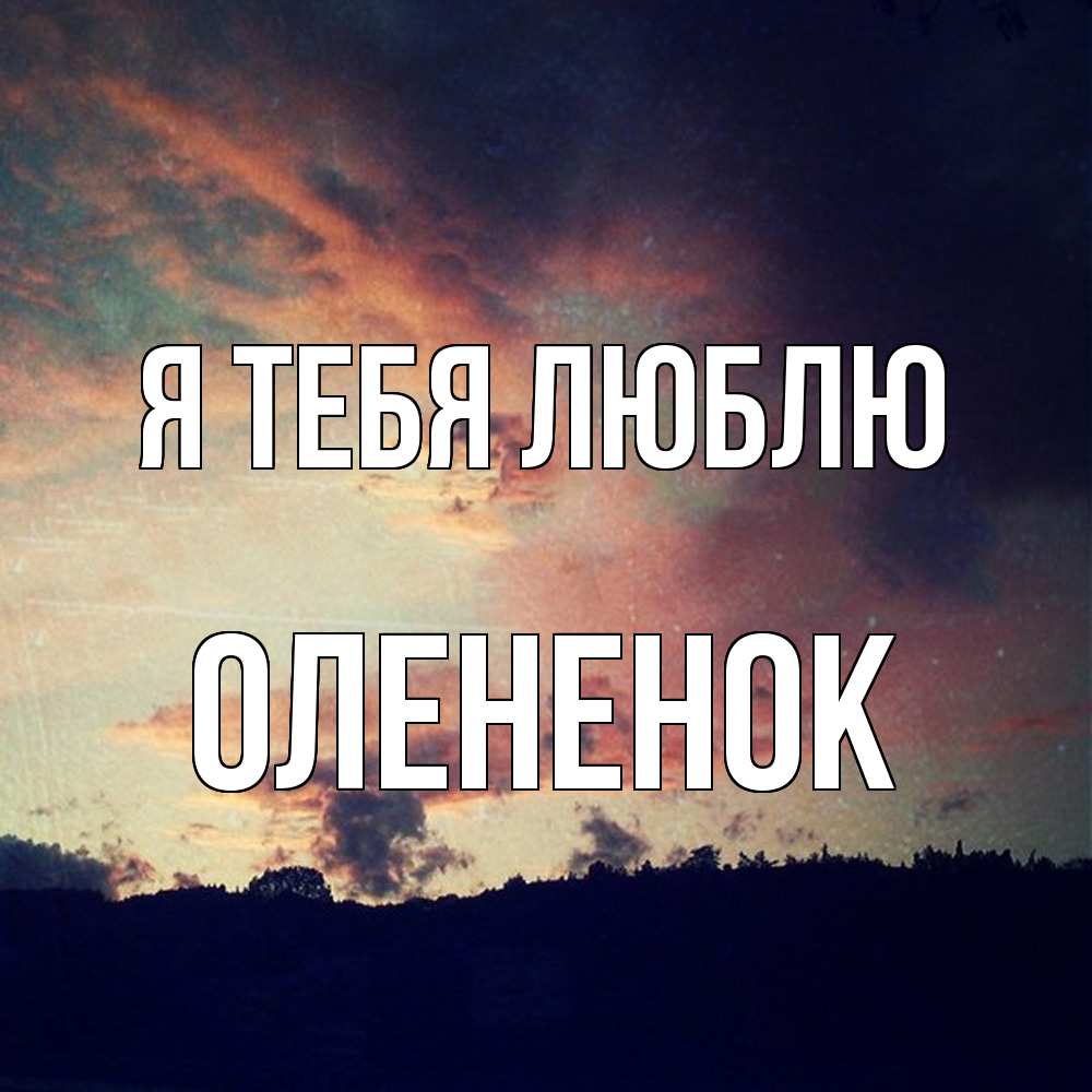 Открытка на каждый день с именем, Олененок Я тебя люблю закат Прикольная открытка с пожеланием онлайн скачать бесплатно 