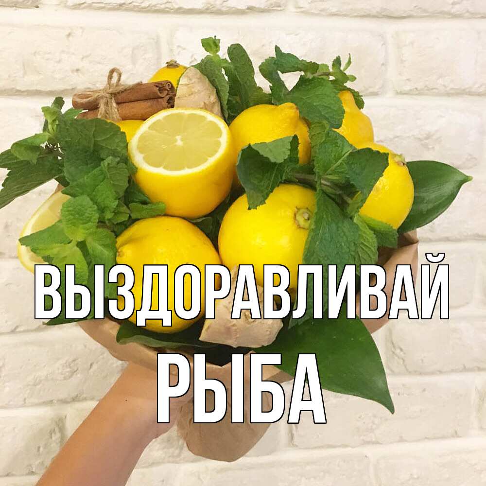 Открытка на каждый день с именем, Рыба Выздоравливай витамины Прикольная открытка с пожеланием онлайн скачать бесплатно 