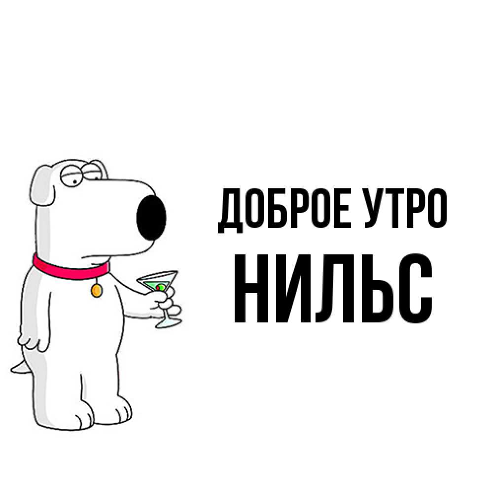 Открытка на каждый день с именем, Нильс Доброе утро герои мультфильмов белый пес Прикольная открытка с пожеланием онлайн скачать бесплатно 