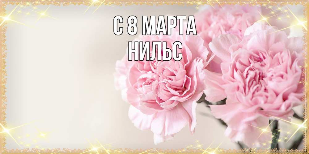 Открытка на каждый день с именем, Нильс C 8 МАРТА открытка с розовыми цветами в рамочке с подписью на 8 марта Прикольная открытка с пожеланием онлайн скачать бесплатно 