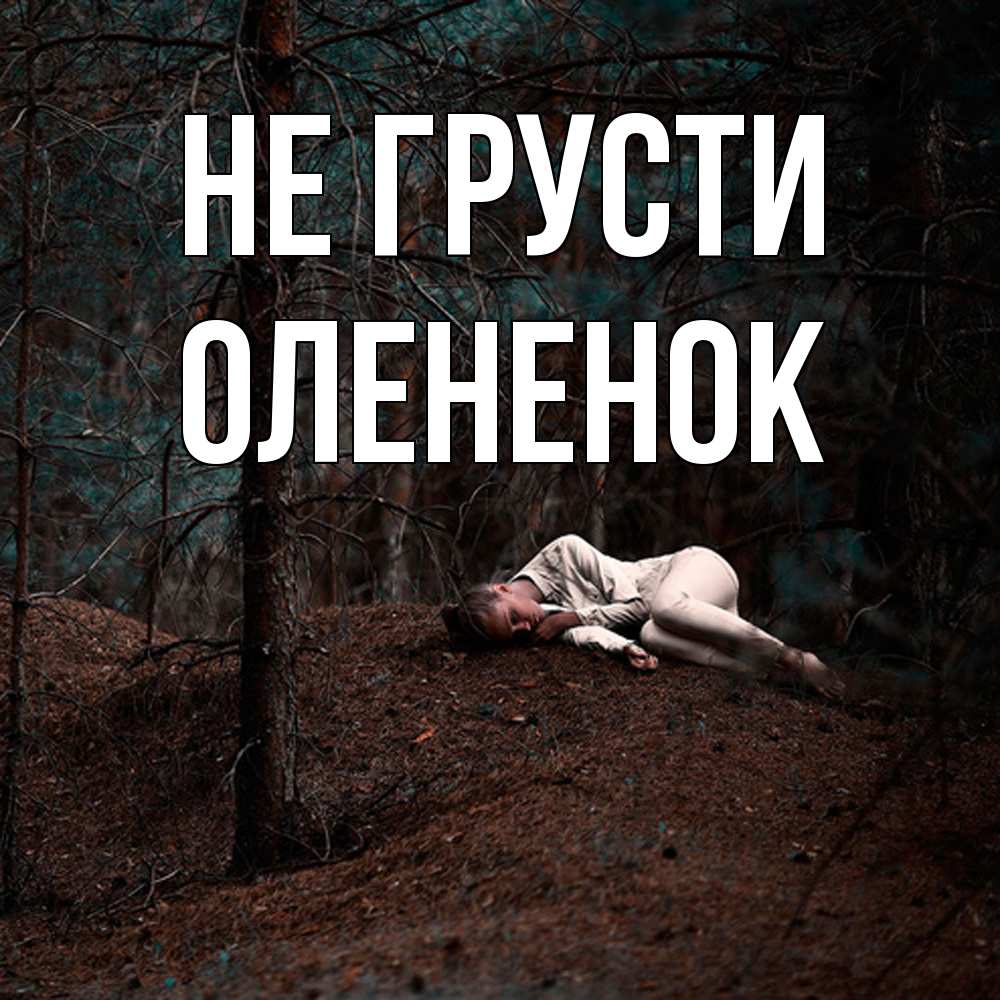 Открытка на каждый день с именем, Олененок Не грусти лес Прикольная открытка с пожеланием онлайн скачать бесплатно 