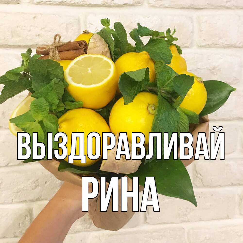 Открытка на каждый день с именем, Рина Выздоравливай витамины Прикольная открытка с пожеланием онлайн скачать бесплатно 
