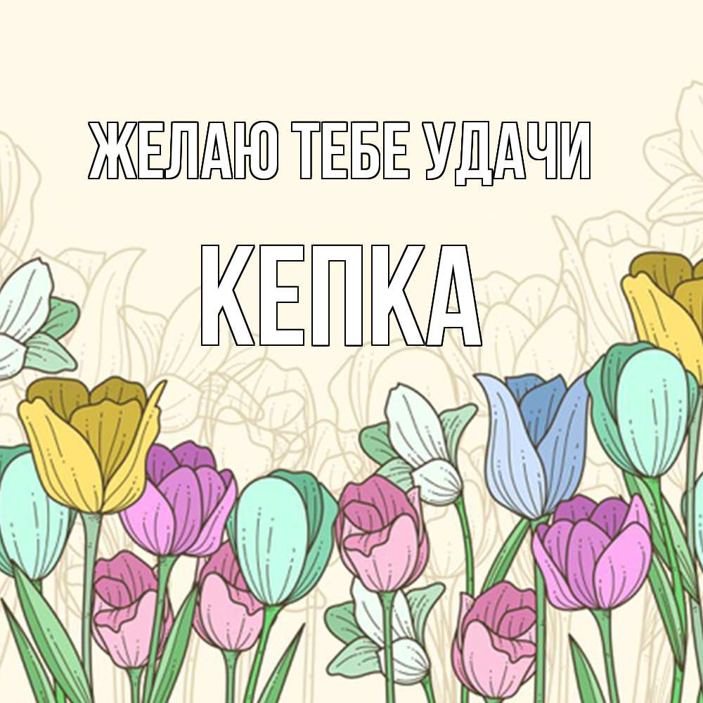 Открытка на каждый день с именем, Кепка Желаю тебе удачи тюльпаны Прикольная открытка с пожеланием онлайн скачать бесплатно 