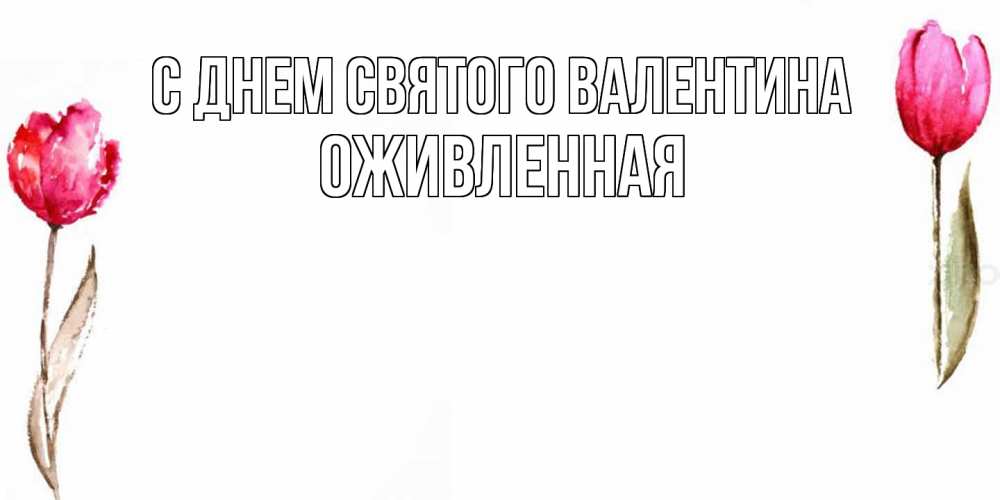 Открытка на каждый день с именем, Оживленная С днем Святого Валентина Открытки на день всех влюбленных с тюльпанами акварелью Прикольная открытка с пожеланием онлайн скачать бесплатно 