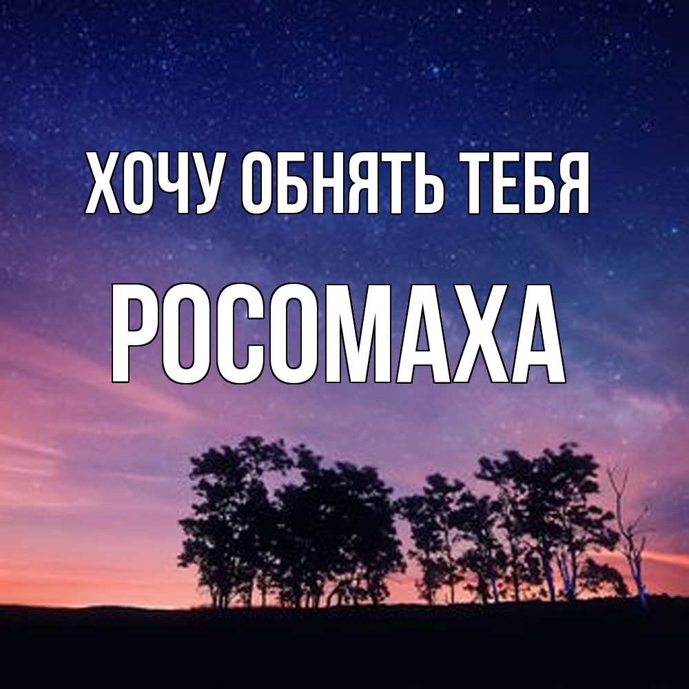 Открытка на каждый день с именем, Росомаха Хочу обнять тебя силуэты деревьев Прикольная открытка с пожеланием онлайн скачать бесплатно 