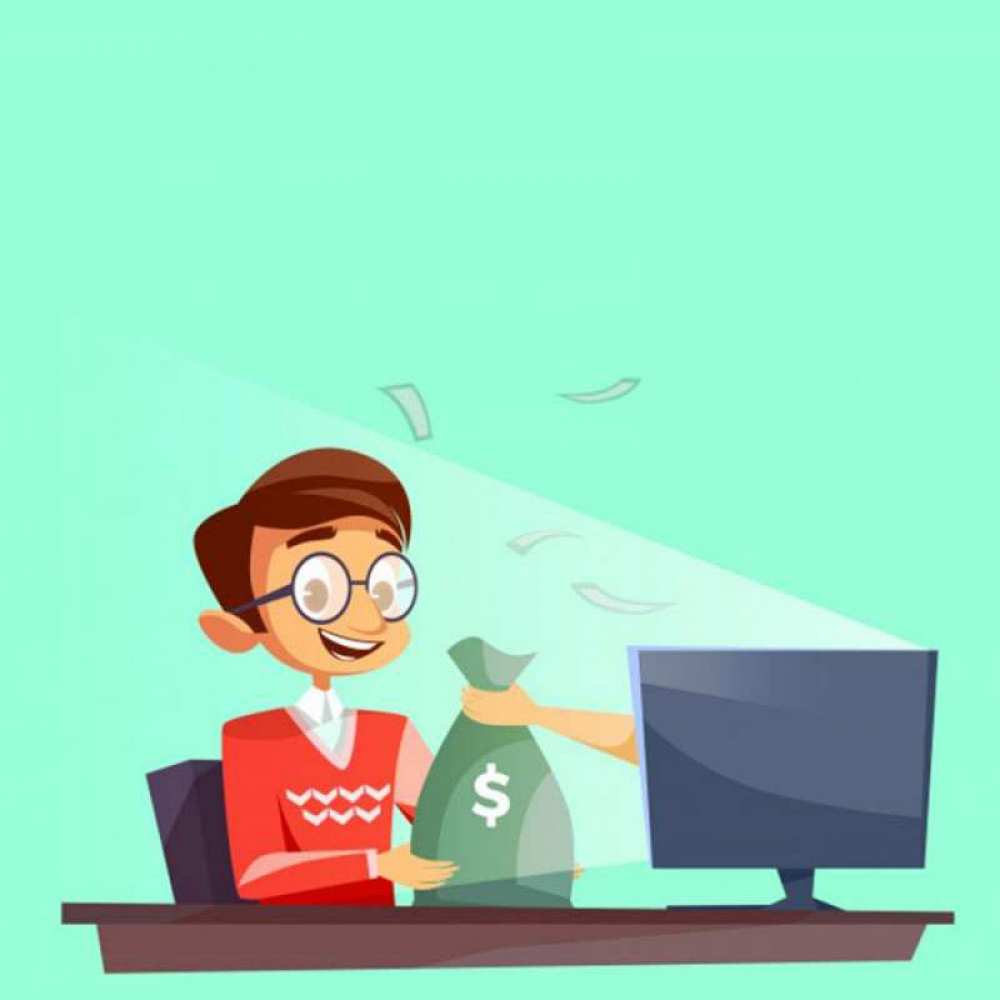 Открытка на каждый день с именем, Обжорка Желаю тебе удачи мешок денег из монитора Прикольная открытка с пожеланием онлайн скачать бесплатно 