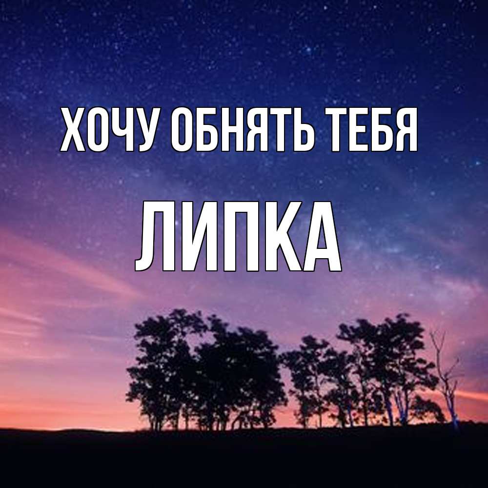 Открытка на каждый день с именем, Липка Хочу обнять тебя силуэты деревьев Прикольная открытка с пожеланием онлайн скачать бесплатно 