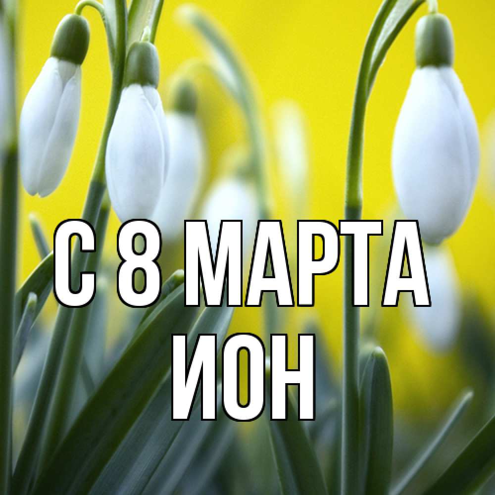 Открытка на каждый день с именем, Ион C 8 МАРТА весенние цветы Прикольная открытка с пожеланием онлайн скачать бесплатно 