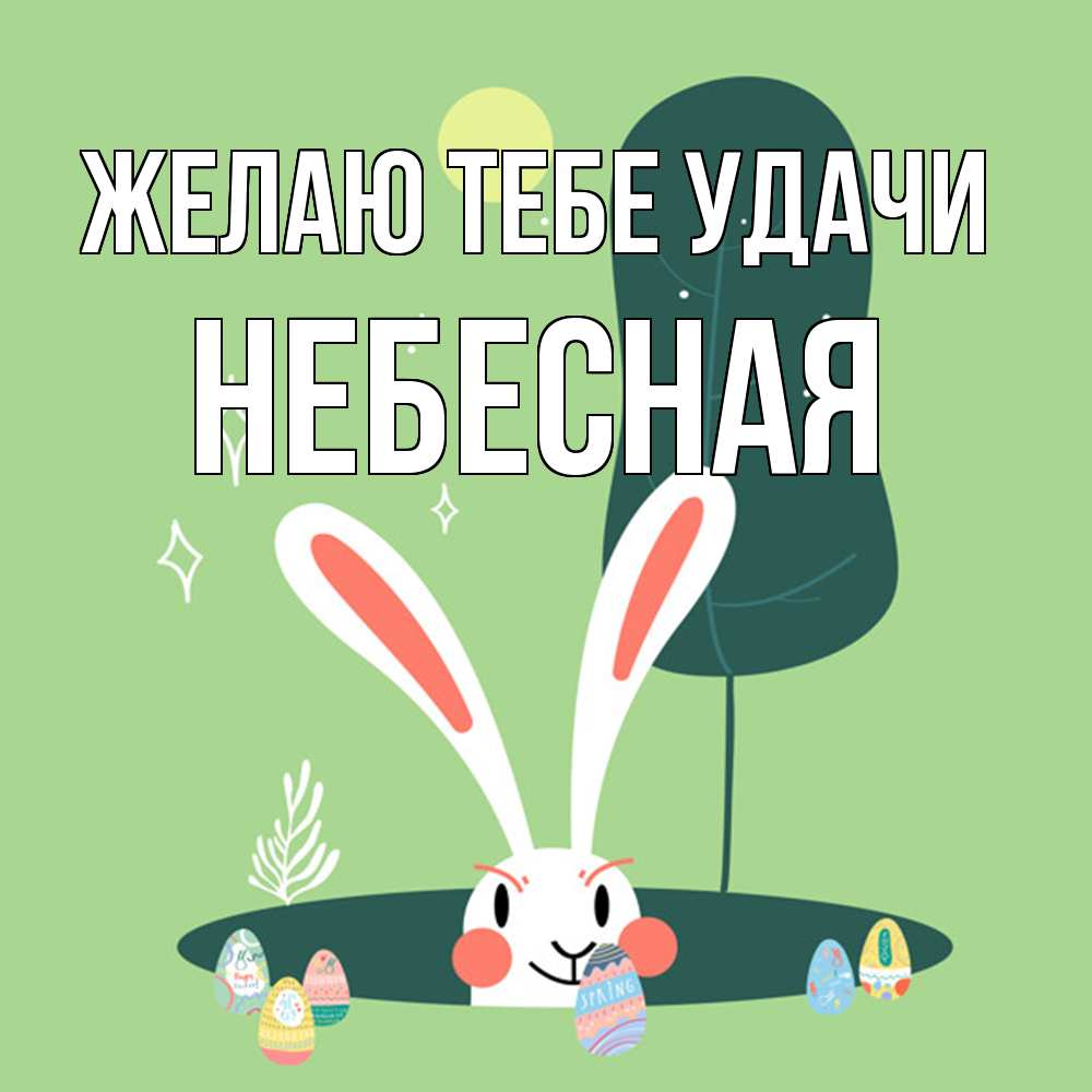 Открытка на каждый день с именем, небесная Желаю тебе удачи заяц Прикольная открытка с пожеланием онлайн скачать бесплатно 