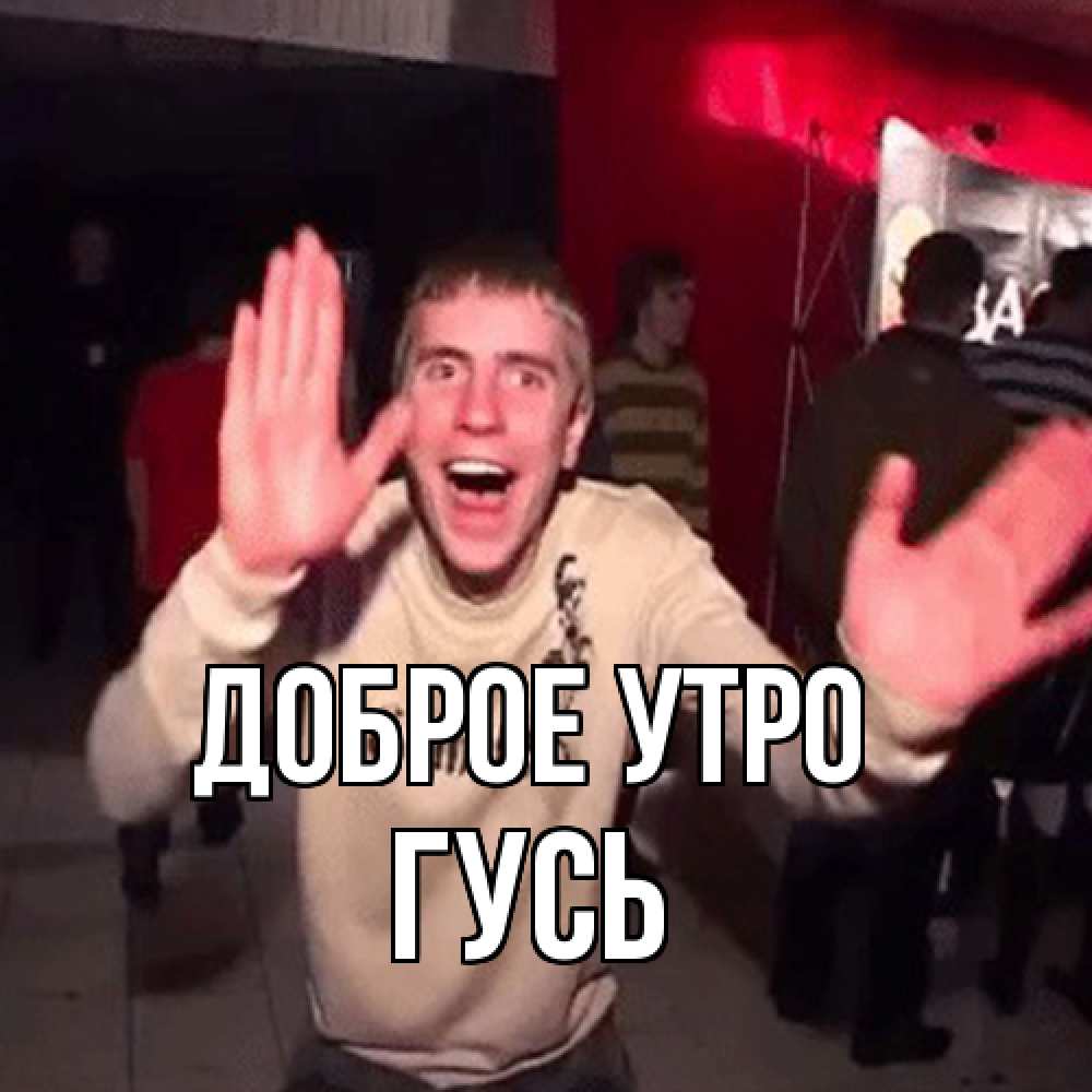 Открытка на каждый день с именем, Гусь Доброе утро танец с улыбкой Прикольная открытка с пожеланием онлайн скачать бесплатно 