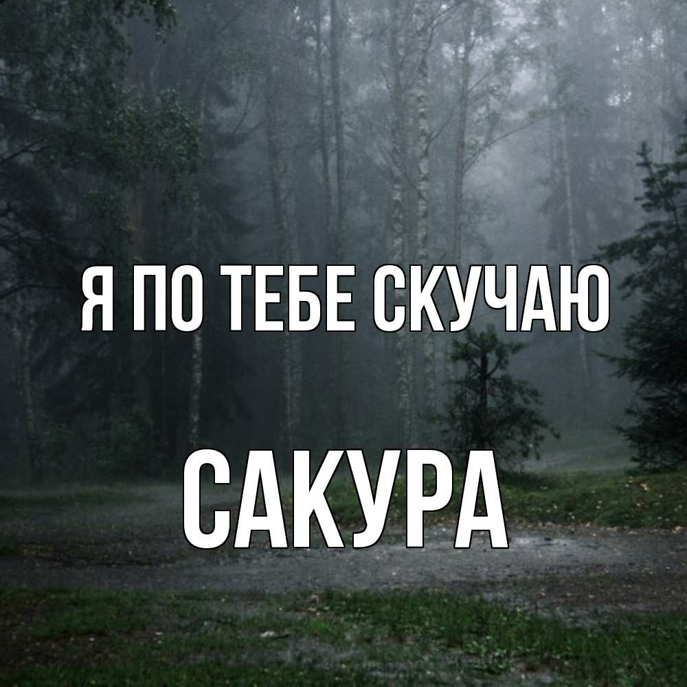 Открытка на каждый день с именем, Сакура Я по тебе скучаю одна и плохо мне Прикольная открытка с пожеланием онлайн скачать бесплатно 
