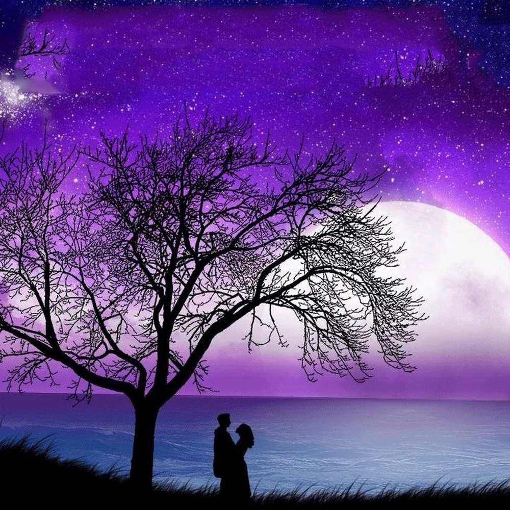Открытка на каждый день с именем, Диодора Спокойной ночи огромная луна и парочка Прикольная открытка с пожеланием онлайн скачать бесплатно 