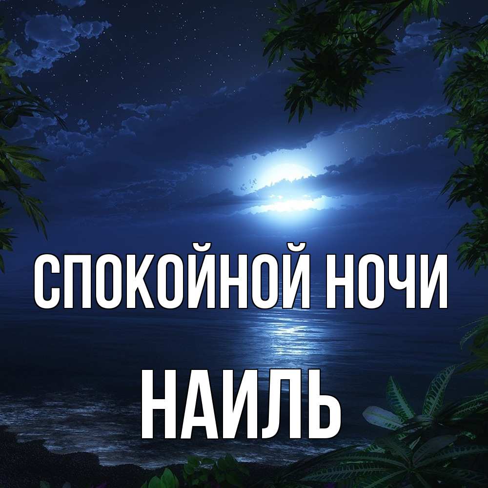 Открытка на каждый день с именем, Наиль Спокойной ночи тропический остров Прикольная открытка с пожеланием онлайн скачать бесплатно 