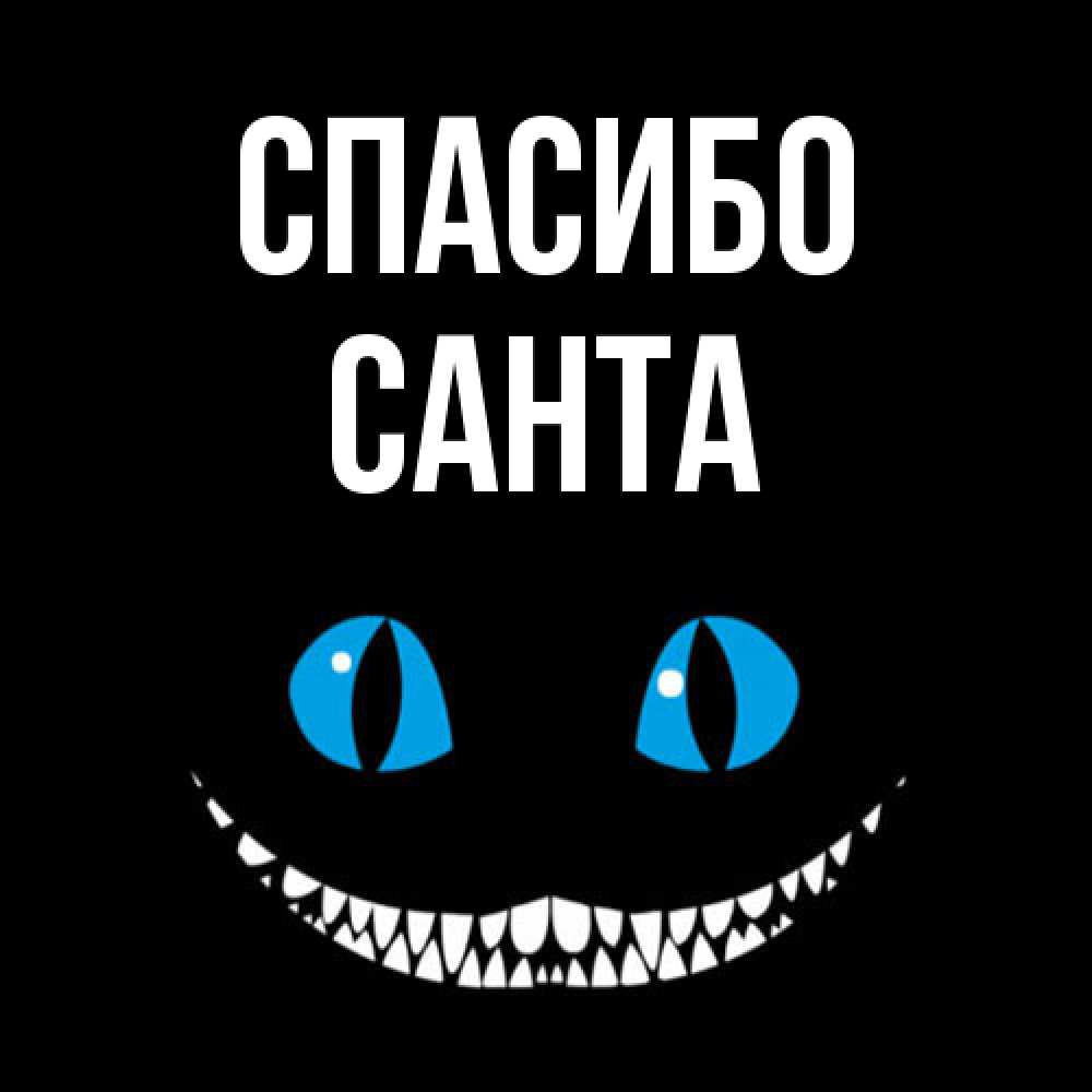 Открытка на каждый день с именем, Санта Спасибо благодарю от чеширика Прикольная открытка с пожеланием онлайн скачать бесплатно 