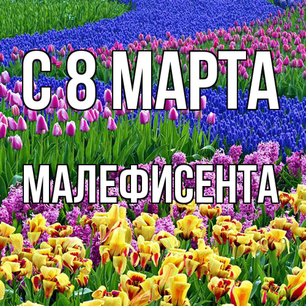 Открытка на каждый день с именем, Малефисента C 8 МАРТА цветы Прикольная открытка с пожеланием онлайн скачать бесплатно 