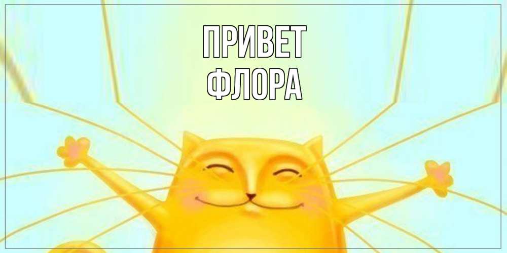 Открытка на каждый день с именем, Флора Привет кот Прикольная открытка с пожеланием онлайн скачать бесплатно 