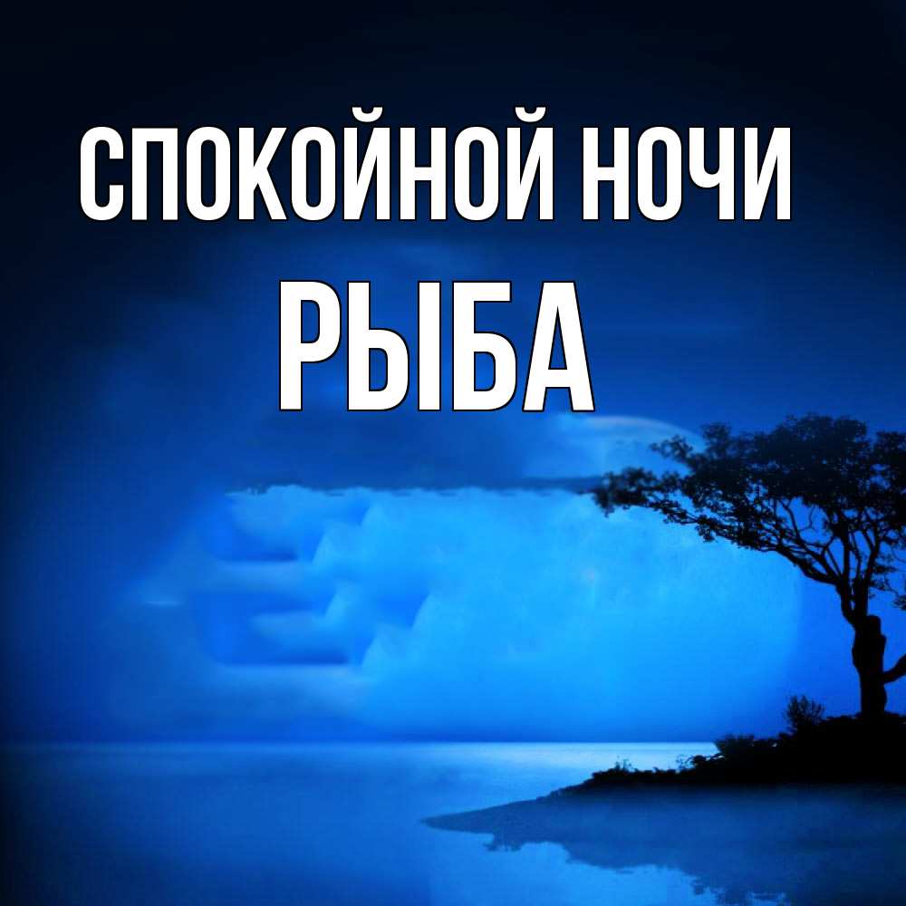 Открытка на каждый день с именем, Рыба Спокойной ночи ночное побережье Прикольная открытка с пожеланием онлайн скачать бесплатно 