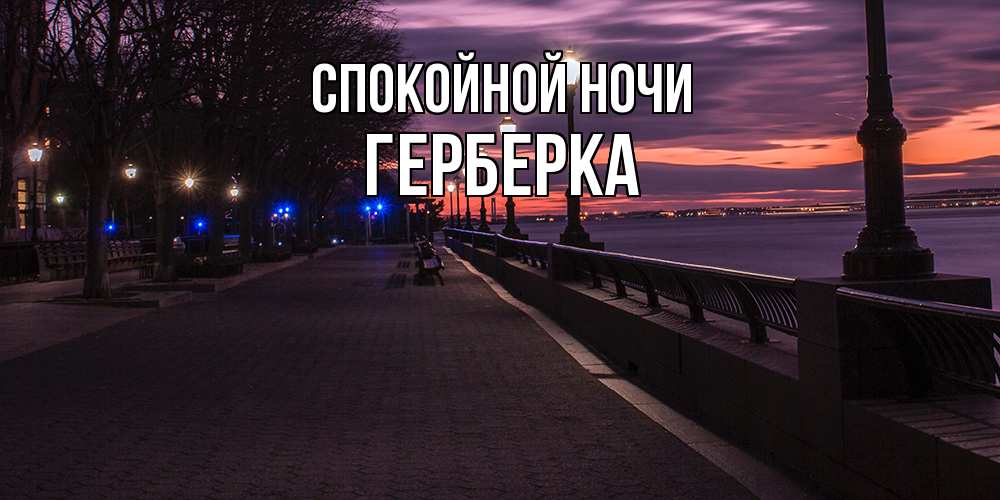 Открытка на каждый день с именем, Герберка Спокойной ночи фонари на фоне реки Прикольная открытка с пожеланием онлайн скачать бесплатно 