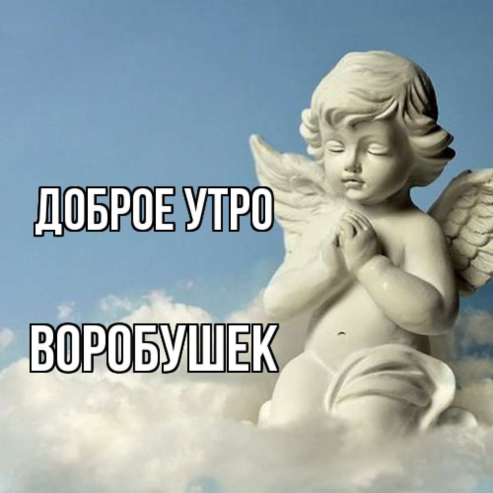 Открытка на каждый день с именем, Воробушек Доброе утро скульптура ангела сидящего на облаке Прикольная открытка с пожеланием онлайн скачать бесплатно 