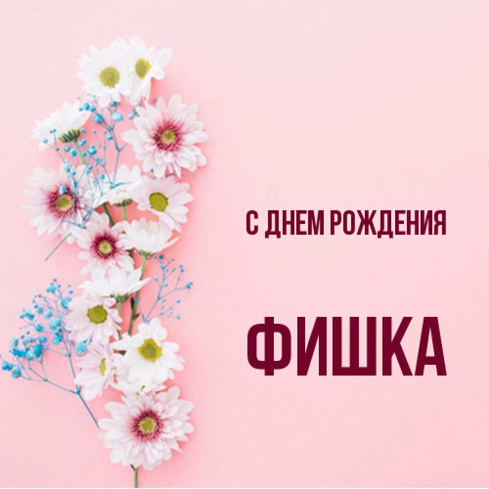 Открытка на каждый день с именем, Фишка С днем рождения Родная моя с днем рождения тебя картинка с цветами белыми и голубыми Прикольная открытка с пожеланием онлайн скачать бесплатно 