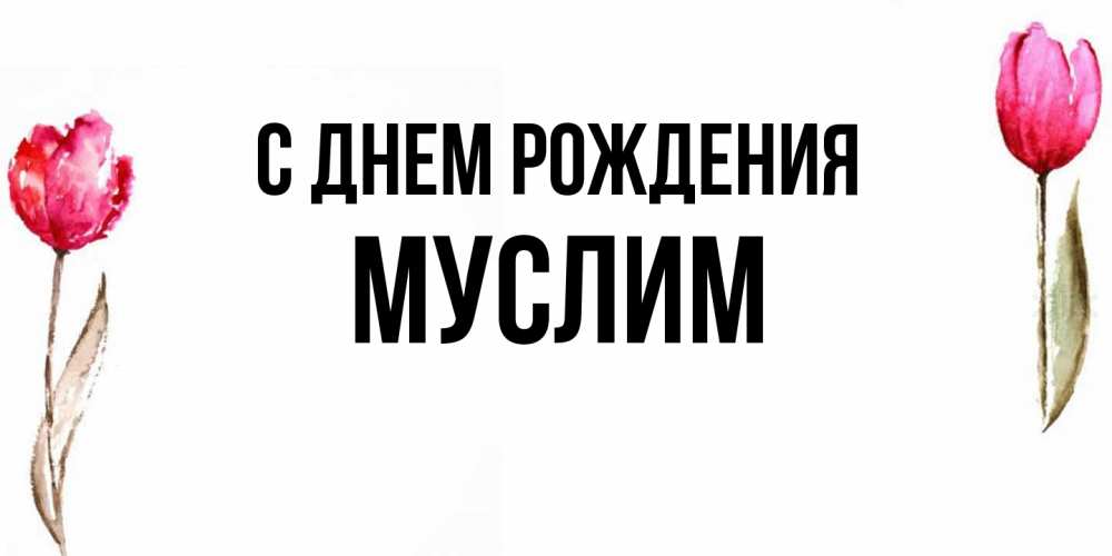 Открытка на каждый день с именем, Муслим С днем рождения открытки акварелью с цветами Прикольная открытка с пожеланием онлайн скачать бесплатно 