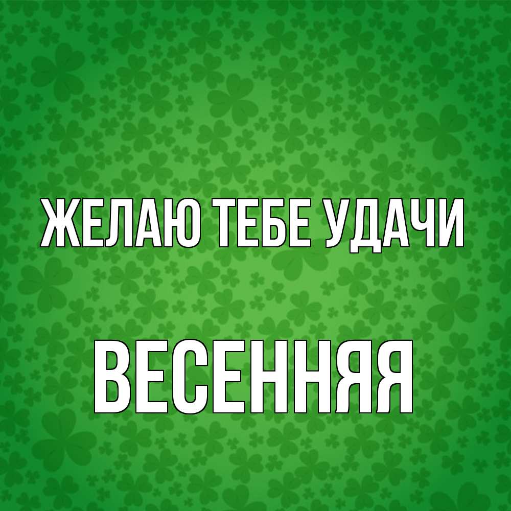 Открытка на каждый день с именем, Весенняя Желаю тебе удачи много листочков на удачу Прикольная открытка с пожеланием онлайн скачать бесплатно 