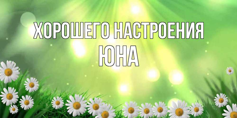 Открытка на каждый день с именем, Юна Хорошего настроения открытка с ромашками и солнечными лучами Прикольная открытка с пожеланием онлайн скачать бесплатно 