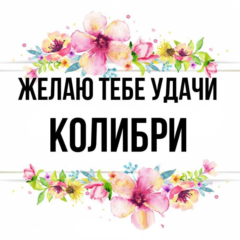Картинка Желаю тебе удачи, Колибри