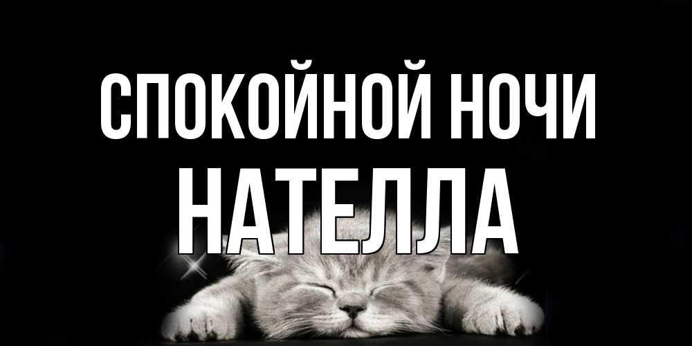 Открытка на каждый день с именем, Нателла Спокойной ночи спящий котик Прикольная открытка с пожеланием онлайн скачать бесплатно 