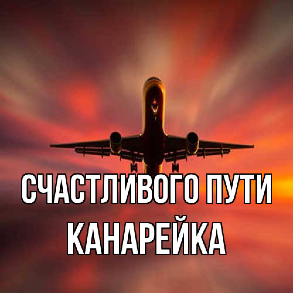 Открытка на каждый день с именем, Канарейка Счастливого пути самолет набирает высоту Прикольная открытка с пожеланием онлайн скачать бесплатно 
