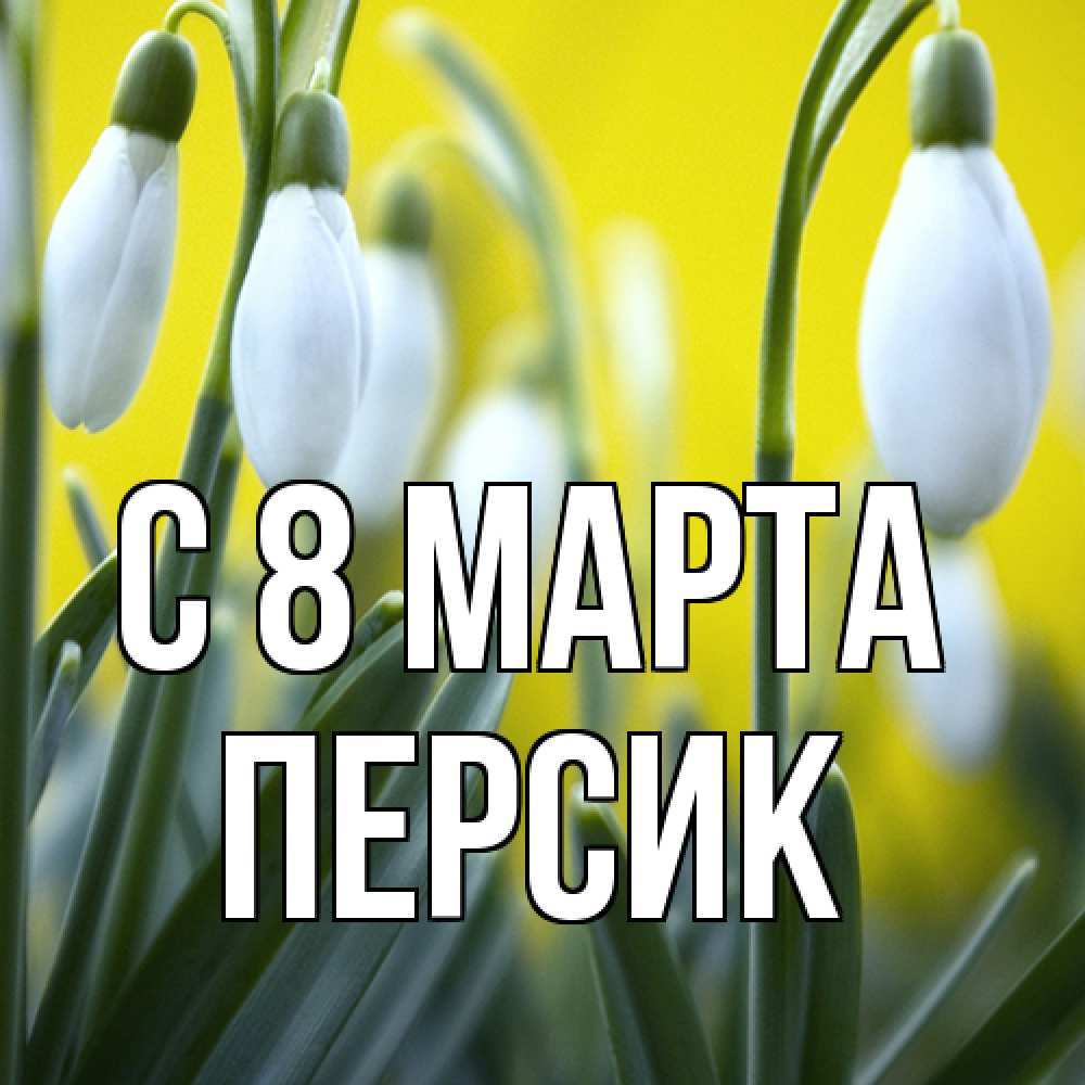 Открытка на каждый день с именем, Персик C 8 МАРТА весенние цветы Прикольная открытка с пожеланием онлайн скачать бесплатно 
