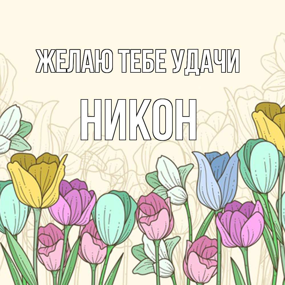 Открытка на каждый день с именем, Никон Желаю тебе удачи тюльпаны Прикольная открытка с пожеланием онлайн скачать бесплатно 