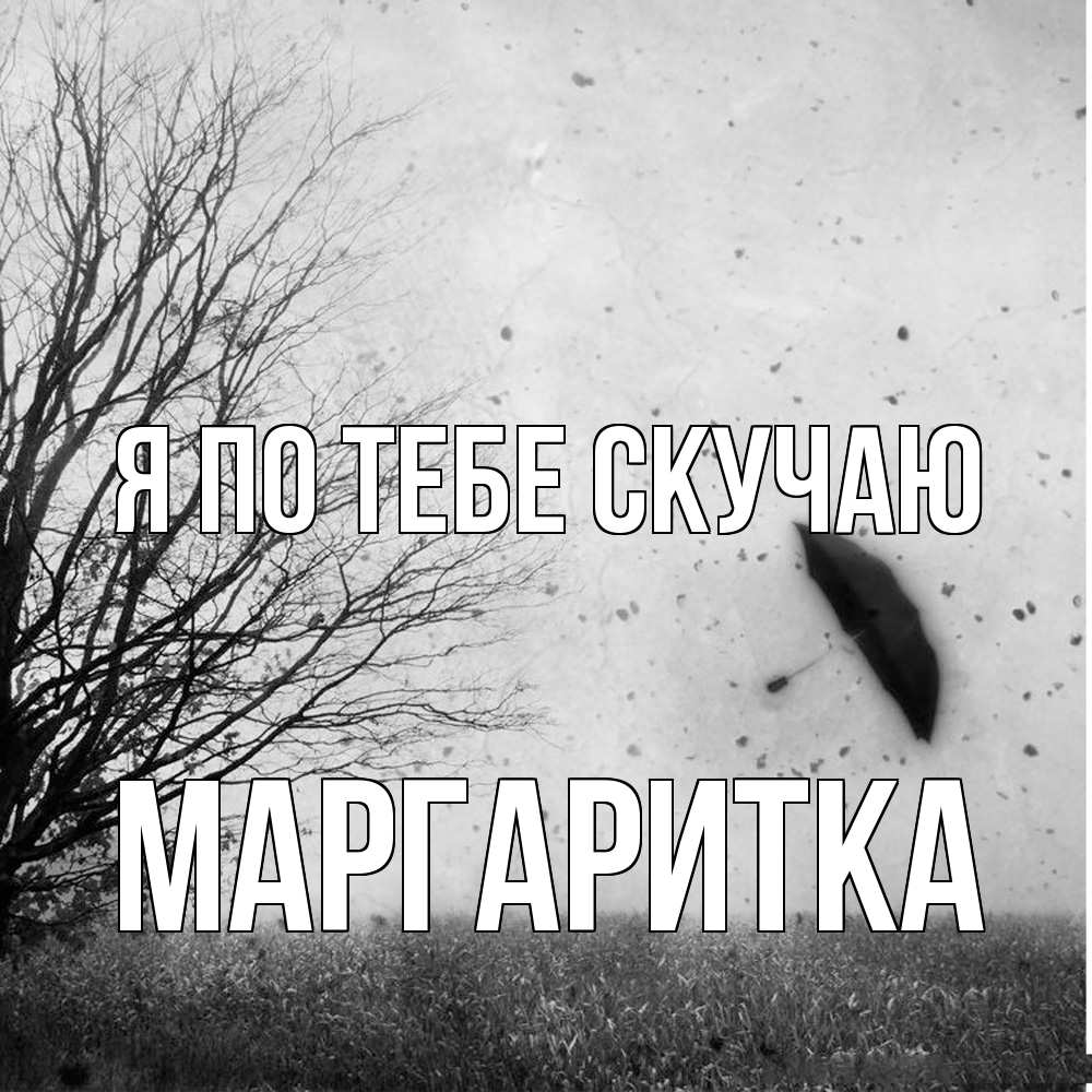 Открытка на каждый день с именем, Маргаритка Я по тебе скучаю зонт летит Прикольная открытка с пожеланием онлайн скачать бесплатно 