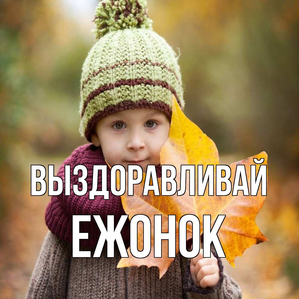 Открытка на каждый день с именем, Ежонок Выздоравливай дышим свежим воздухом Прикольная открытка с пожеланием онлайн скачать бесплатно 