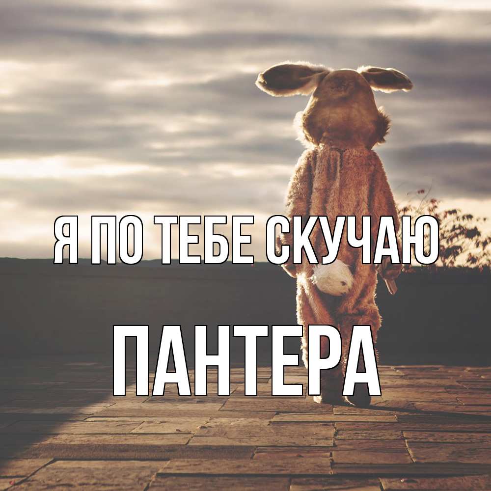 Открытка на каждый день с именем, Пантера Я по тебе скучаю даже в костюме зайца Прикольная открытка с пожеланием онлайн скачать бесплатно 