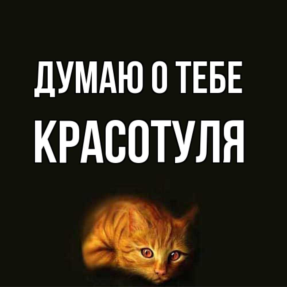 Открытка на каждый день с именем, Красотуля Думаю о тебе рыжий Прикольная открытка с пожеланием онлайн скачать бесплатно 